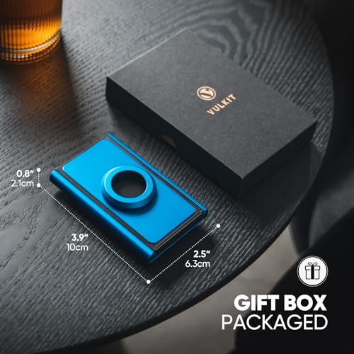 Image of VULKIT Pop Up Wallet with Money Clip and Airtag Holder, Slim Aluminum Wallet for Men RFID Blocking, Blue