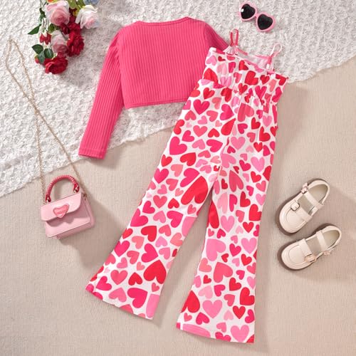 Image of HIHA Girls Sleeveless Jumpsuits Outfit Long Sleeve Twist Front Tops Romper Clothes Set Size 4-12