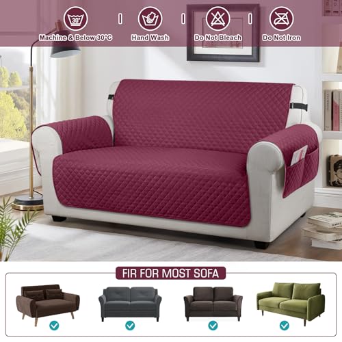 Image of TAOCOCO Sofa Covers 2 Seater,Settee Covers,Non Slip Sofa Covers,Sofa Slipcovers,Pet Couch Covers,Washable Sofa Protectors for Dogs(Red)