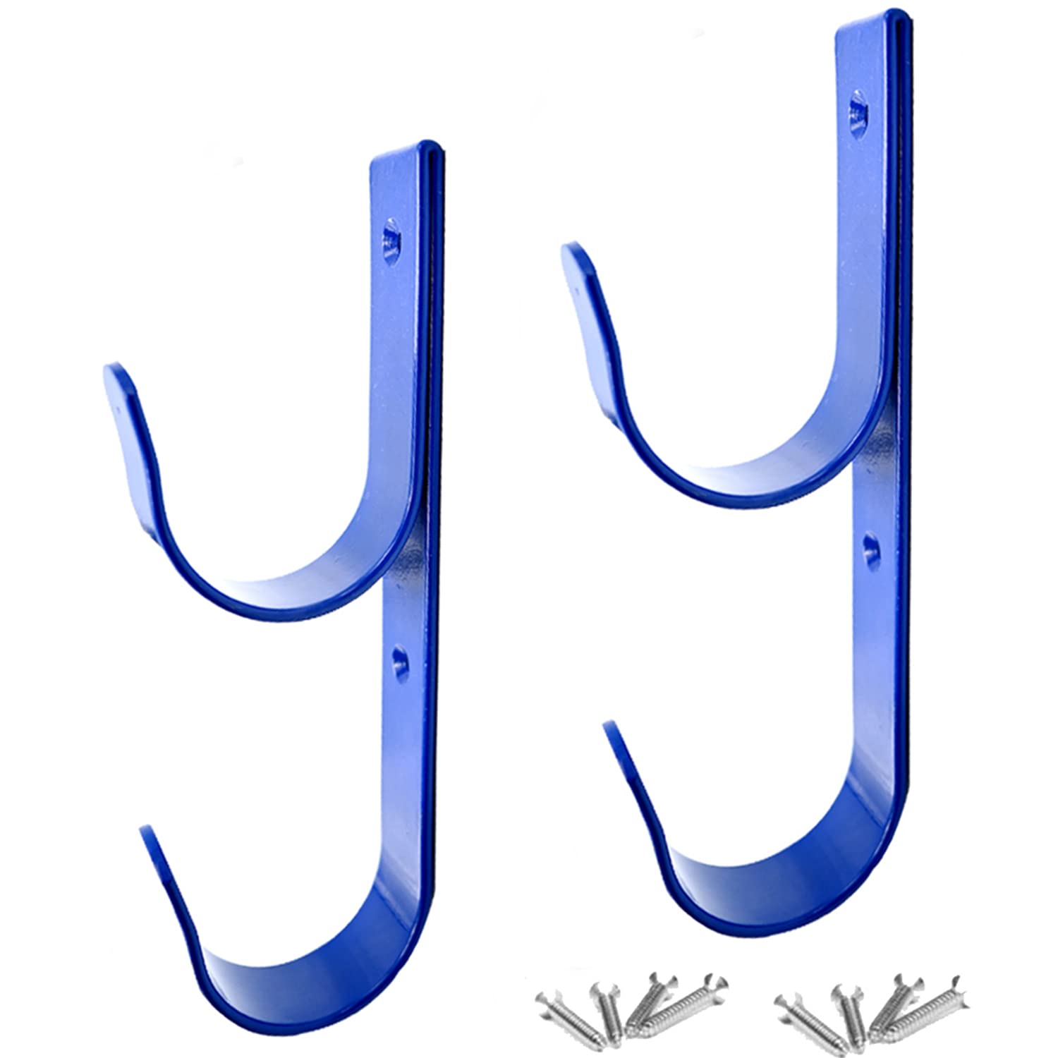2 PCS Set Wide Pool Pole Hangers Heavy Duty Dark Blue Aluminium Holder Hooks with Screws Perfect Hook Holders for Swimming Pool,Telescopic Poles,Skimmers,Nets Brushes,Vacuum Hose,Garden Equipment Etc