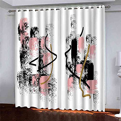 Rideau thermique et phonique 3D occultant style graffiti rose et noir pour chambre moderne