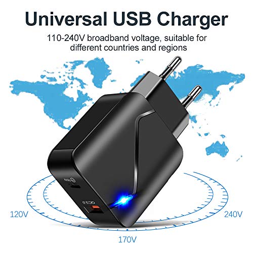 18 W PD USB Adaptador de carregador rápido 2 portas de carregamento rápido Substituição de carregado