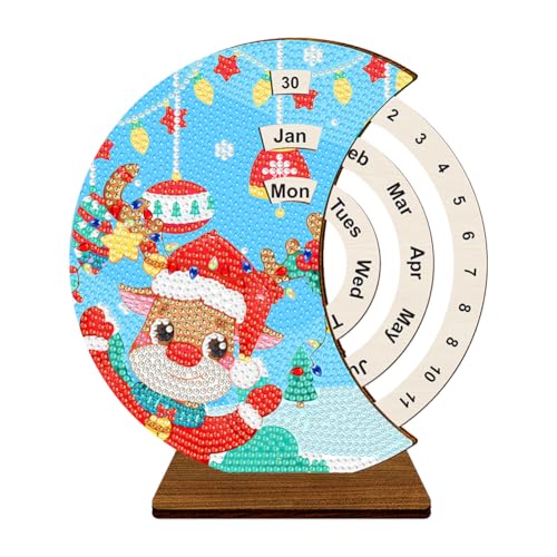 AMZGSHOP Ensemble de calendrier éternel 5D à faire soi-même en bois avec réglage manuel de la date, décoration de table pour la maison et le bureau