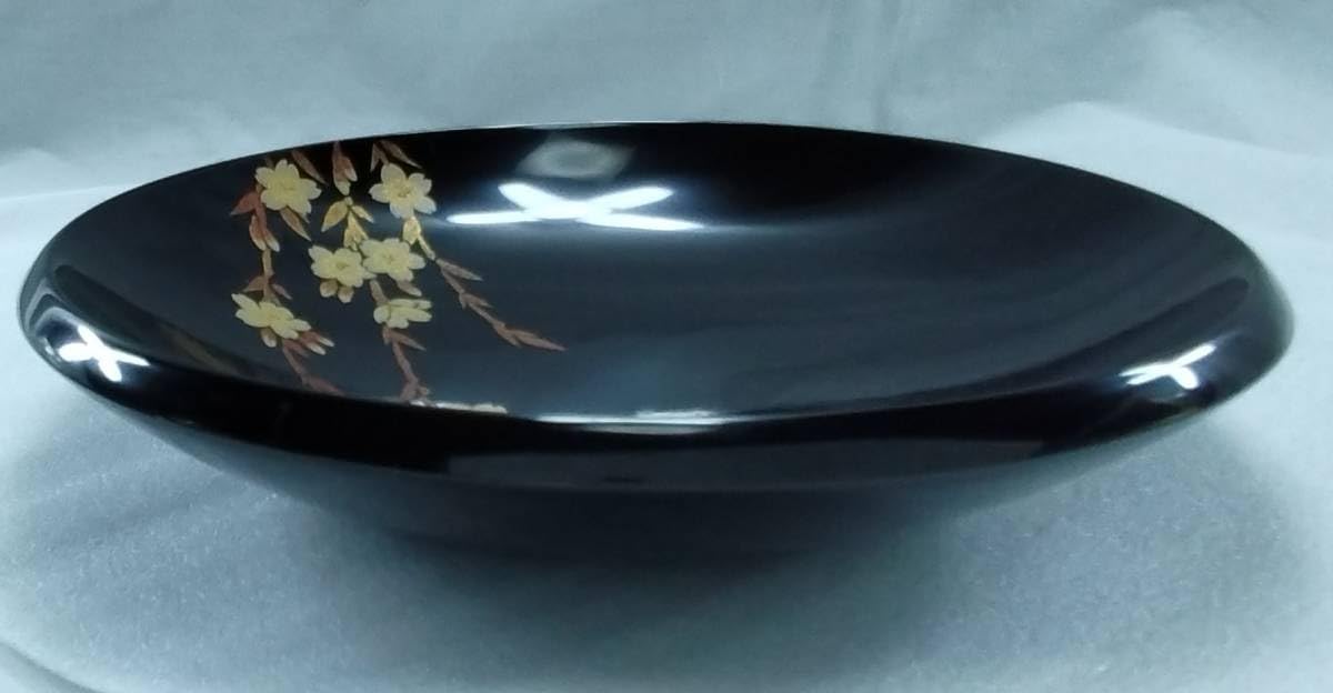 漆器 菓子鉢 平鉢 トレー 丸盆 深め ブラック 無地 工芸 漆器 菓子鉢 平鉢 トレー 丸盆 深め ブラック 無地 工芸