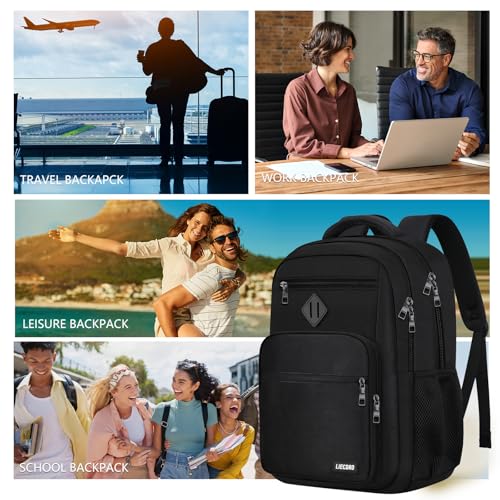 LIECDRO Black Backpack for Men