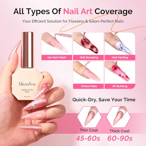 Image of MelodySusie Gel Polish Remover Kit with Latex & Oil, 3PCS, 15ML | No Need to Wrap and Soak Gentle Care Removes in 2-5 Mins Easy to Use at Home