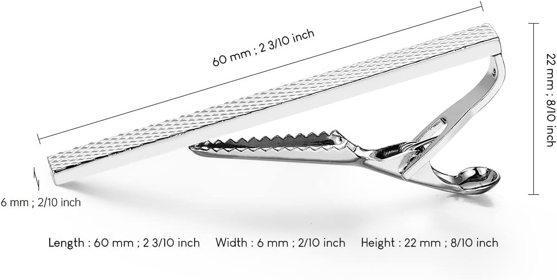 UJOY Skiny Tie Clips Black Silver Necktie Shirts Bar Pins Box Packed for Men