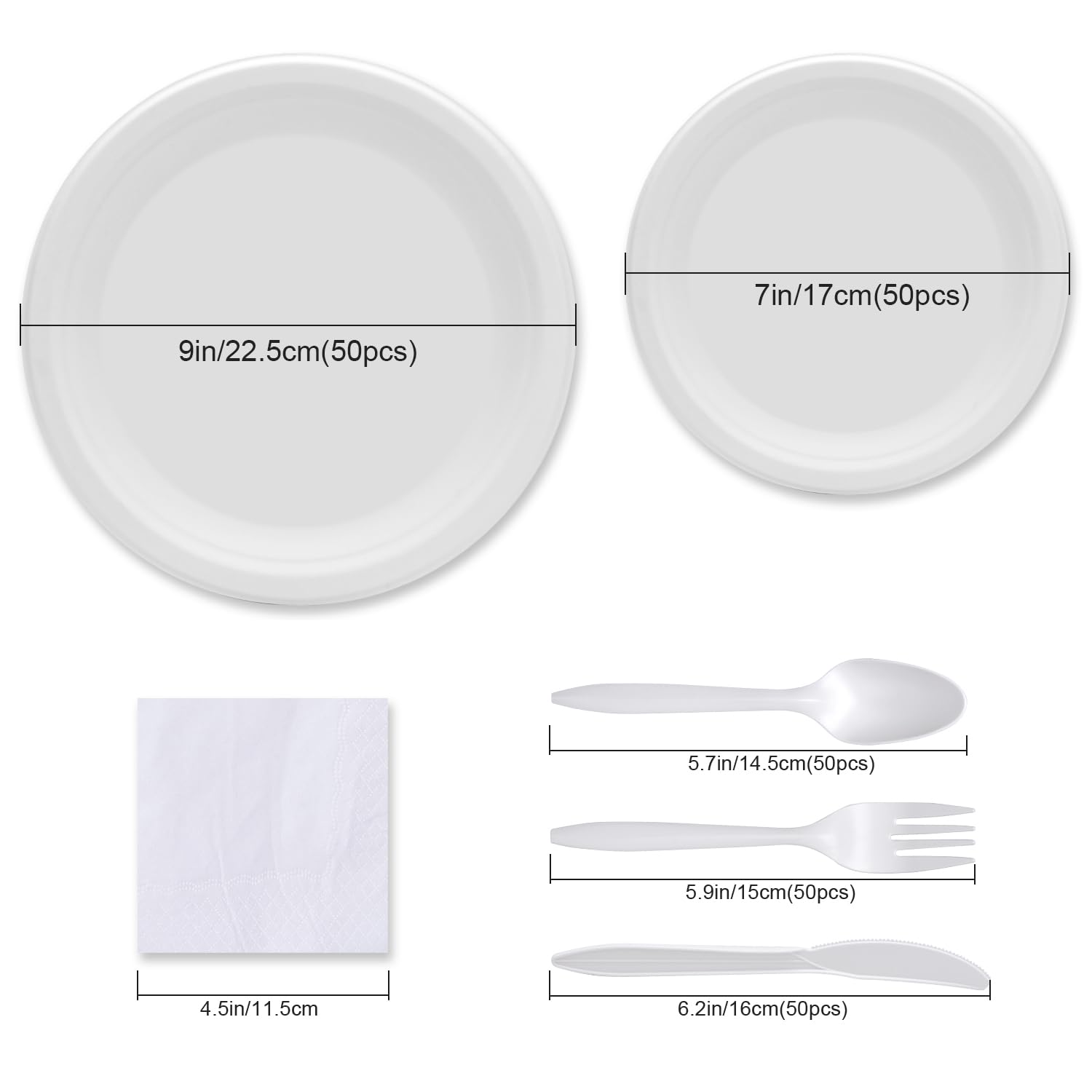 Umweltfreundliche Pappteller, Servietten, Becher und wiederverwendbares Besteck-Set, Geschirr, Essgeschirr-Set für Abendessen, Picknick, Camping, Party, Grillen, 400 Stück