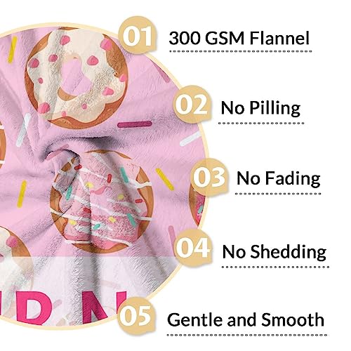 Girls Blanket - 40"x50" Cute Donut Throw Blanket Gifts for Kids & Adults - Personalized Pink Soft Fuzzy Doughnut Blanket for Couch & Living Room