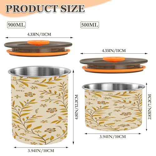 Envase para café Kigai Vintage Leaves 17 oz acero inoxidable miniatura 2