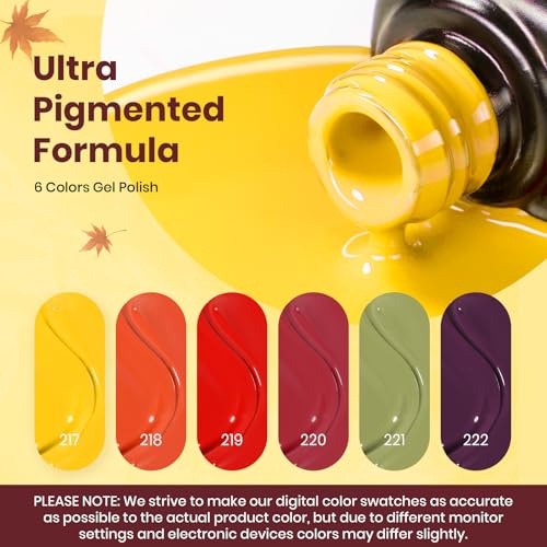 Image of Beetles Orange Gel Polish Set - 6 Colors Red Green Purple Yellow Gel Polish Kit, Soak Off UV LED Gel Nail Polish for Manicure Nail Art Gift Women