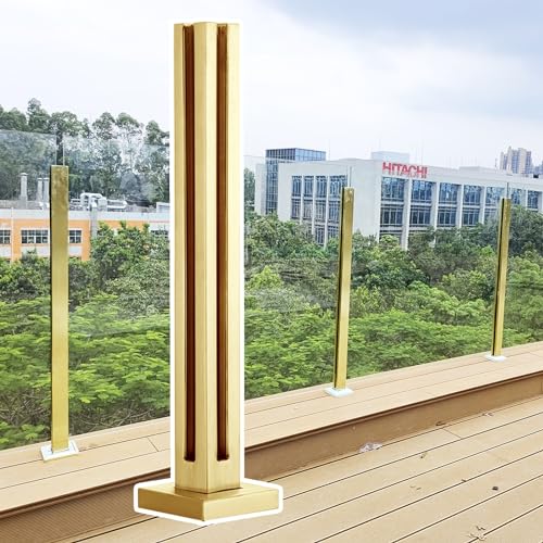 Poste de barandilla de vidrio para terraza y balcones en dorado cepillado de alta resistencia