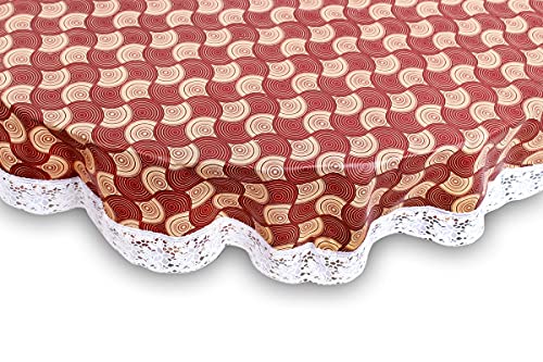 Image of The Furnishing Tree Round Shaped 4 Seater Table Cover WxL 60x60 inches with White Border lace