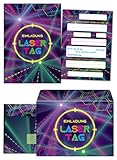 12 Einladungskarten incl. 12 Umschläge zum Geburtstag Kindergeburtstag Lasertag Party Mädchen Jungen Erwachsene / Laser Tag