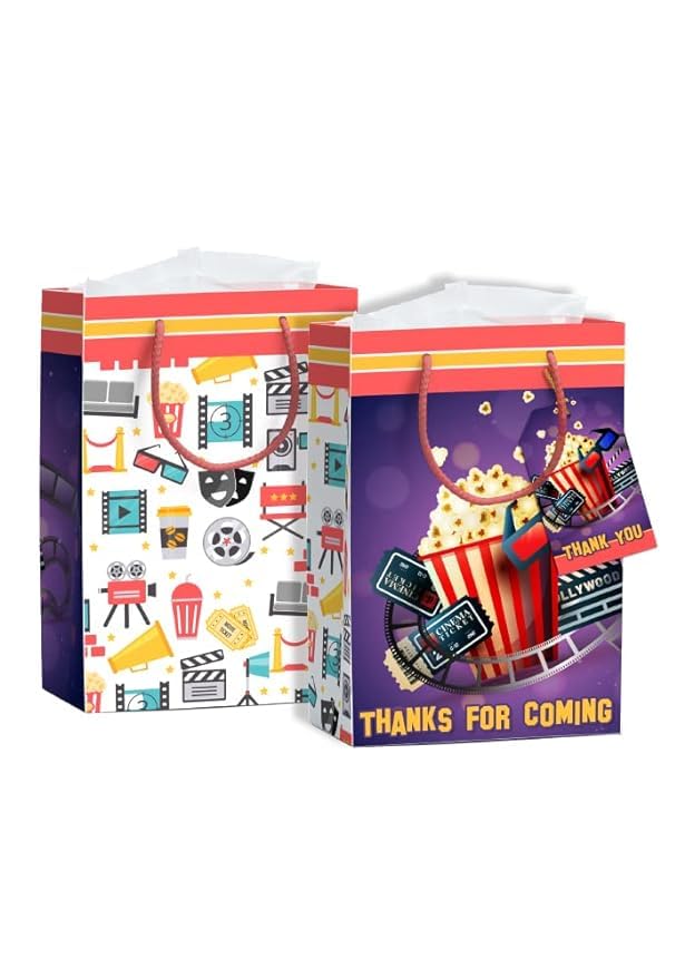 Pack Of 10 Movie Theme Birthday Return Gift Paper Bags|Made In India|Movie Theme Carry Bag (9X6X2.8 Inch),Multi (B0CMLS2TBQ) Amazon Price History, Amazon Price Tracker
