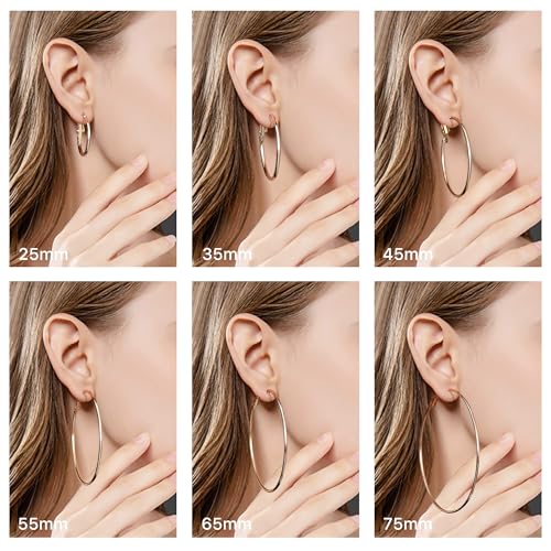 12 Pairs Gold Hoop Earrings for Women Multipack 14K Gold Plated Lightweight Hypoallergenic Large Gold Earrings Women’s Huggies Earrings3