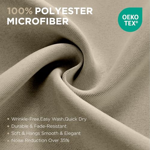 Image of Joydeco Curtains with Concealed Loops, Set of 2, H 240 x W 140 cm, Beige Blackout Opaque, Long Curtain, Noise Protection, Rod Pocket, Blackout Curtains, Bedroom, Living Room