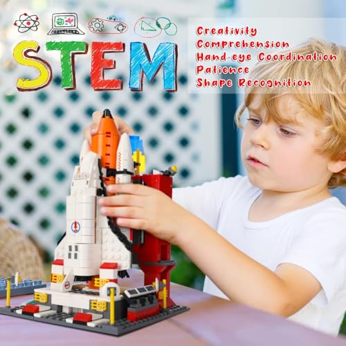 Image of Space Ship Exploration Rocket & Launcher Building Blocks Set 6-in-1 STEM /STEAM Aerospace Kit for Kids (1000+ Pieces) | Comes in Premium Gift Box | Durable | 12 Months Manufacturing Warranty