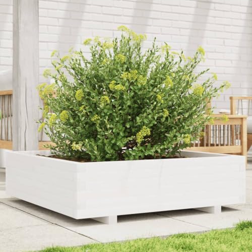 Jardinière en bois blanc spacieuse et robuste en pin massif 90cm