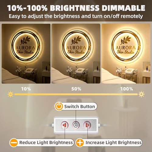 Image of Custom Acrylic Sign Backlit Signage, Personalized 3D Laser Cut Business Logo with LED Neon Backlight, Wall Decor for Storefront Salon Office Studio Coffee Shop Adjustable Brightness