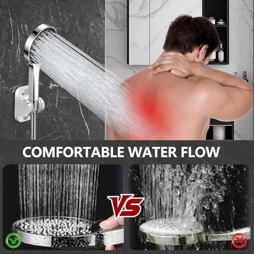 Image of Shower Head,12 inch High Pressure Shower Combo,Rainfall Shower System with Handheld Spray,All Metal 3-Way Diverter & 6ft Hose,Anti-Clog Nozzles,Easy to Install in Bathrooms-Silver Chrome