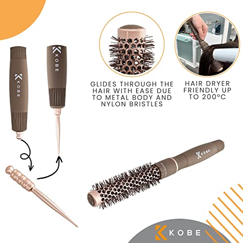 Kobe Professional Heat-Retaining Ceramic & Ionic Round Hair Brush for Blow Drying, With Nanotechnology, 19mm Barrel Brush - Image 3