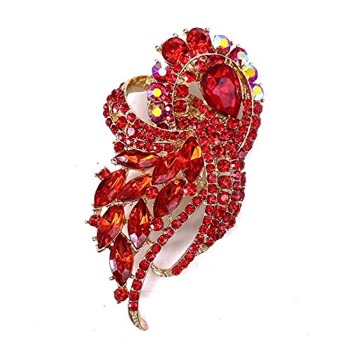 Image of LAXPICOL Vintage Clear Austrian Crystal Elegant Flower Bouquet Wing Brooch for Women