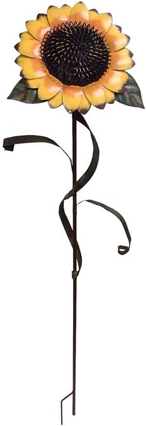 Y&K Decor Metal Sunflower Garden Stake Large Flower Yard Stake Decoration (48'')