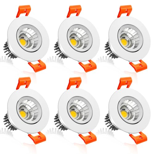 inShareplus 2 Inch LED Downlight, 3W Recessed Lighting COB Dimmable, 5000K Daylight White, CRI...