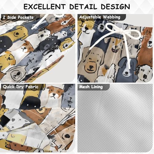 Boys Swim Trunks Dogs Doodle Toddler Swim Shorts Beach Board Shorts Swimsuit3