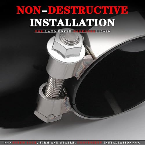 Miniatura 10 de Tubería exterior de acero inoxidable para tubo de escape de garganta para Land Rover Defender 90 110 2020 2021 2022 Accesorios de coche (negro