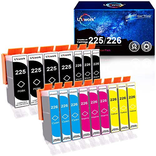 Uniwork Compatible Ink Cartridge Replacement for Canon PGI-225 CLI-226 PGI225 CLI226 use for Pixma MG6220 MG5220 MG6120 MG5320 MX882 MX892 MG8220 MG8120 IX6520 IP4820 Printer, 16 Pack