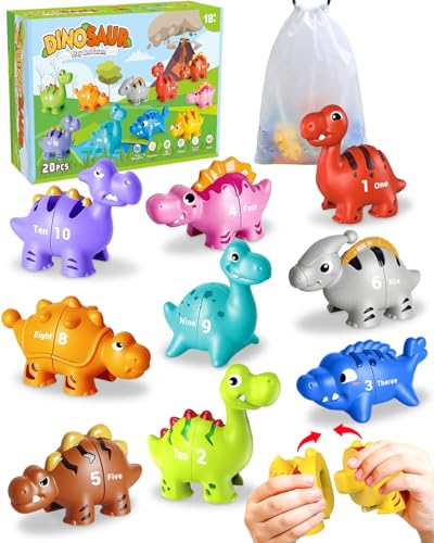 Dinosaur Number Learning Toys for Toddlers Kids 3-5, 10 Unique Dinos