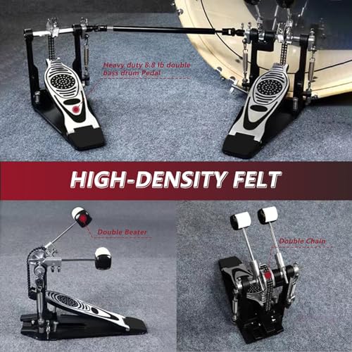 Azeam Bass Drum Pedal,Double Bass Drum Pedal Mount Double Chain Drive Foot Percussion Hardware Kick Drum Kit Pedals Step On Hammer Adj. Beater Head Bass Pedal For Drum Set  thumb #5