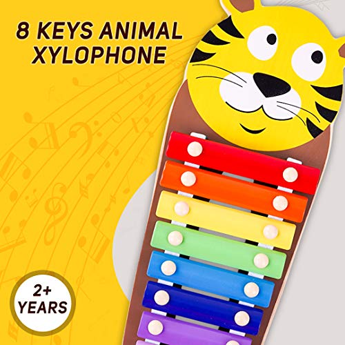 Image of Baybee Baby Musical Toy Xylophone Piano Set for Kids | Colorful Sound Keyboard Instrument for Early Learning, Motor Skills & Hand Eye Coordination | Educational Gift for Boys & Girls (Tiger)