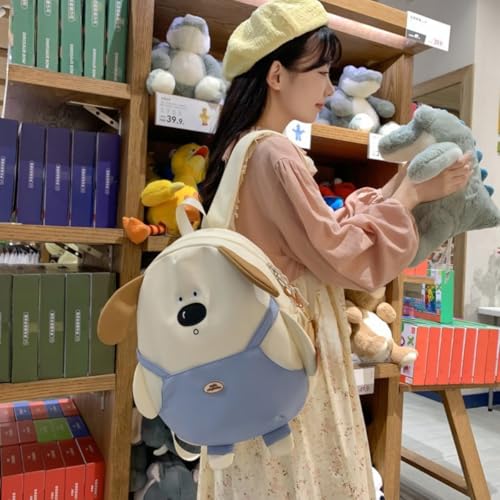 Kawaii Puppy Backpack with Cartoon Charm for Women Cute Large Capacity Ainmal Dog Bag for Travel Outdoor (White,Medium)2