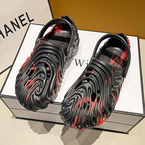 Large size couple camouflage fingerprint hole shoes, anti slip toe caps, soft soled beach sandals4