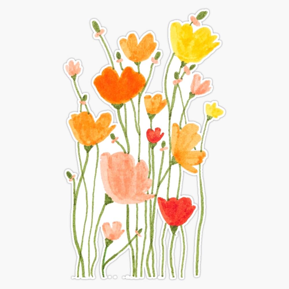 Wildflowers Sticker Vinyl Waterproof Sticker Decal Car Laptop Wall Window Bumper Sticker 5"