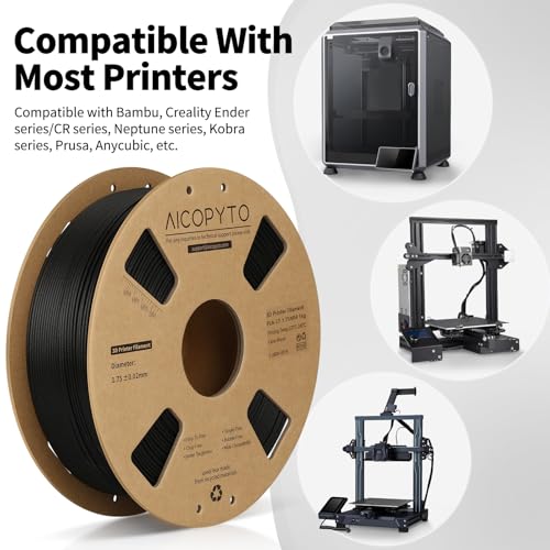 Image of Carbon Fiber PLA Filament 1.75mm Black 1KG (2.2lbs), PLA-CF Strong 3D Printer Filament High Dimensional Accuracy + /- 0.02mm, Easy to Print for Most FFF 3D Printers