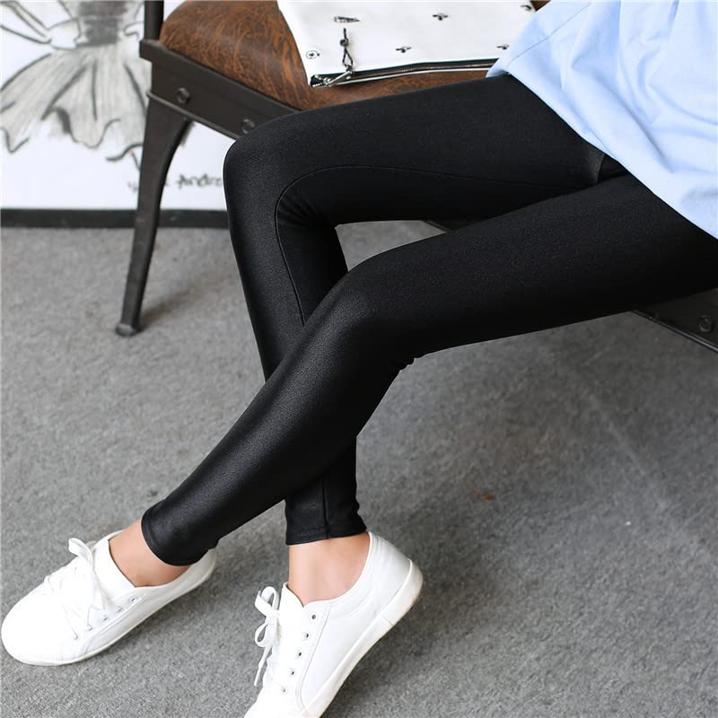 Leggings Femmes en Peluche Épaissie De Leggings Hautes Hautes Leggings Chauds Noirs-Black A,XL