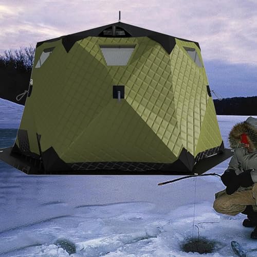 Ice Fishing Shelter, Ice Fishing Tent, Portable Ice Fishing Tent 420D Insulated Layer Shanty Hexagon Huts