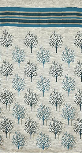 Image of HOME UTSAV 2 Piece Jute Blackout Heavy Jacquard Tree Curtains for Long Door 9 Feet, Aqua