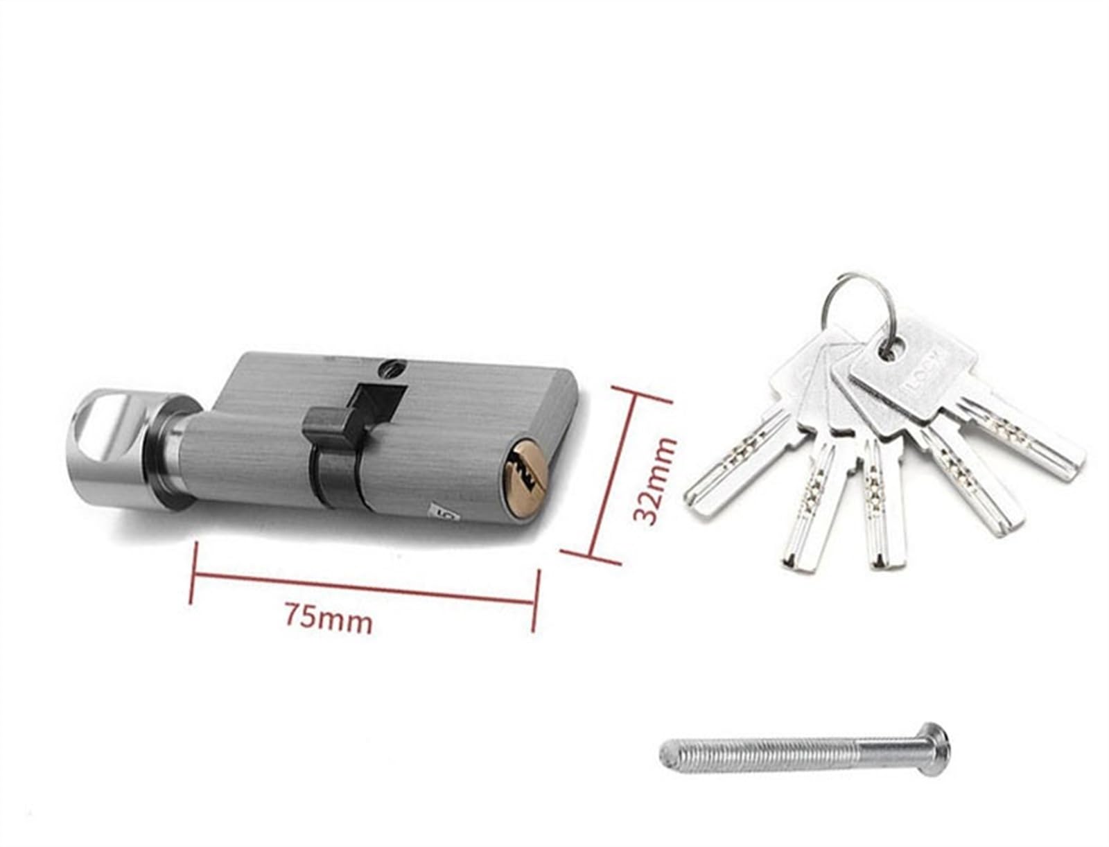 Rdzeń zamka cylindrycznego, Zamek cylindryczny do drzwi ze stopu cynku, pojedynczy, otwarty, zamek wewnętrznych, rdzeń mosiężny 60 mm, 70, 75 i 80, drewniany(75-ss)
