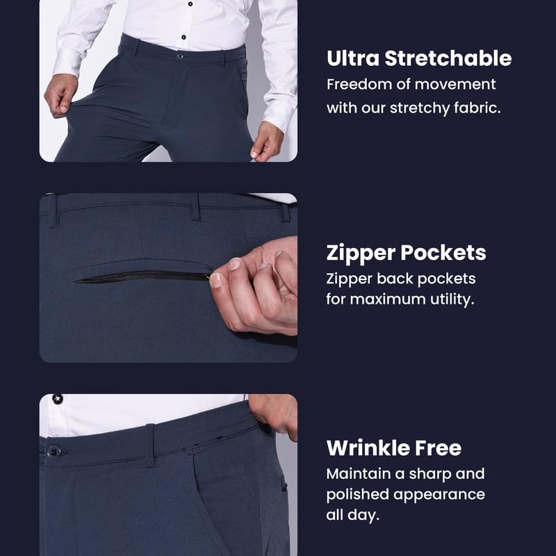 Image of BLUE TYGA Ultimate Office Joggers for Men | Wrinkle Free & Lightweight Joggers for Men | Ultra-Stretchable Pants for Office & Parties