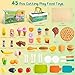 78Pc Pretend Play Food for Kids Kitchen, Cutting Toy Food with Storage Basket, Play Kitchen Accessories, Food Toys with Veggies, Fruits, Fake Food with Pizza Toy, Pretend Food, Boys Girls Gift