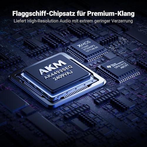 Fosi Audio Q6 Mini-Desktop-DAC, USB C Digital-Analog-Audio-Wandler für Heim-Stereo-Verstärker und Kopfhörerverstärker, optischer/koaxialer Eingang, RCA-Ausgang/Sub-Out, Hi-Res 32bit/768kHz DSD512 – Bild 4