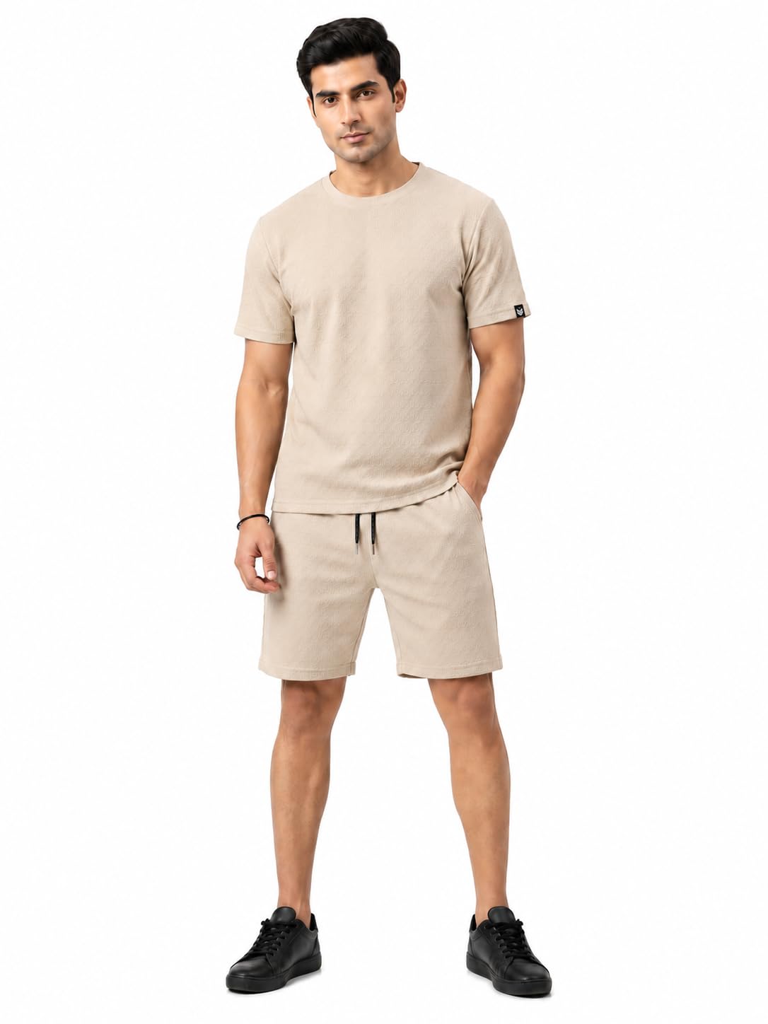 amoldo Men's Textured Co-ord Set | T-Shirt & Drawstring Shorts-picture-28