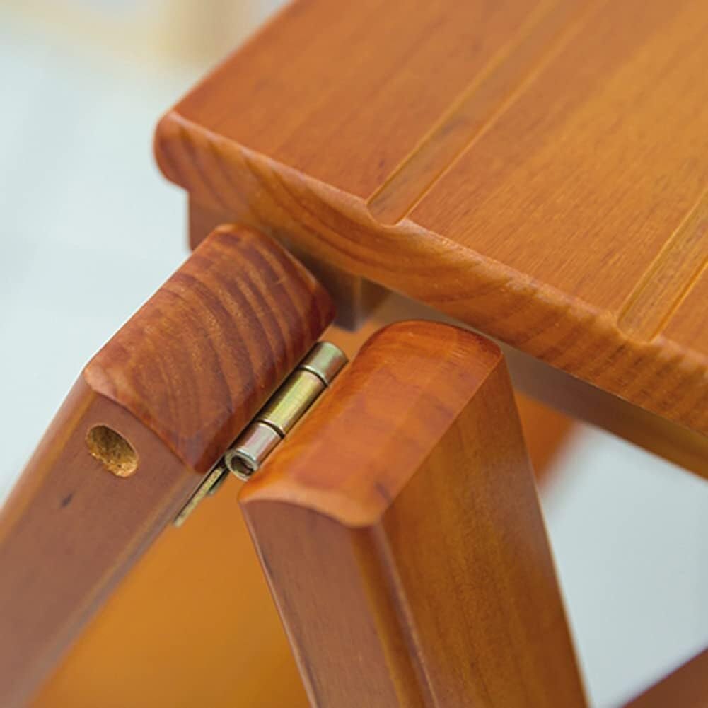 Wooden Folding Step Stool, 3-Step Portable Ladder Chair with Wide Non-Slip Treads, Multifunctional Foldable Stool for Home, Kitchen, Office, Library Use