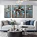 Abstract Wall Art Large Painting on Canvas Gallery-Wrapped 3 Piece for Living Room Bedroom Modern Framed Teal Blue Brown 24x48inches