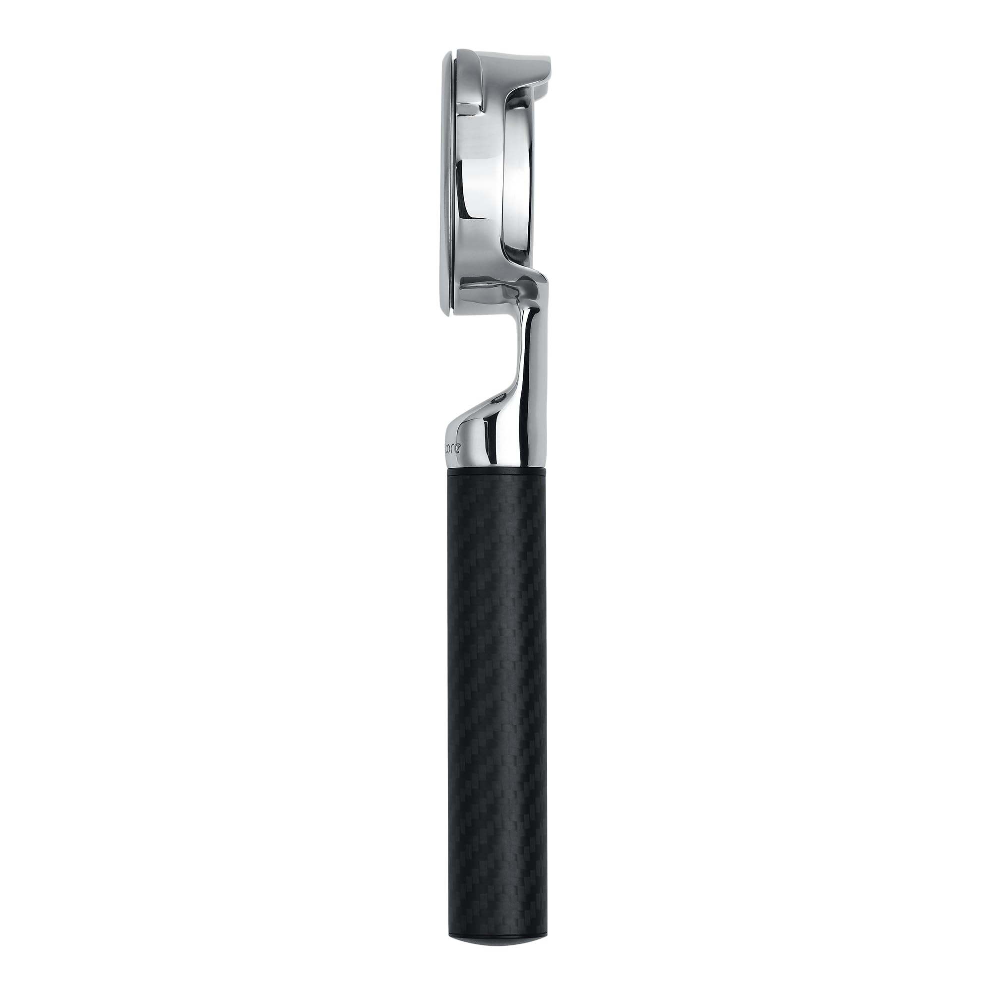 Normcore Portafiltro plano sin fondo de 58 mm con mango de fibra de carbono, se adapta a máquinas Gaggia Espresso de 58 mm, portafiltro de lado abierto con cesta de 18 g, no compatible con Gaggia La
